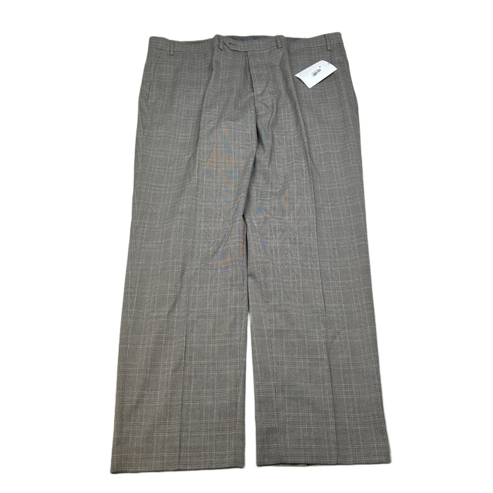 Michael Kors Plaid Dress Pants Mens 40x30 Gray Stretch Flat Front Career NEW‎